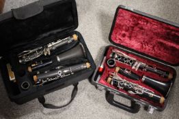 A CASED YAMAHA CLARINET TOGETHER WITH ANOTHER