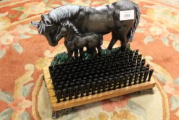 ***A HORSE DOORSTOP AND BRUSH**