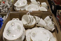 TWO TRAYS OF ROYAL ALBERT HAWORTH TEA AND DINNERWARE