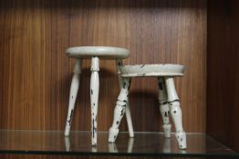 TWO VINTAGE MILKING STOOLS