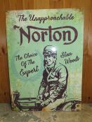 A REPRODUCTION NORTON MOTORCYCLES SIGN - 70 x 50 CM