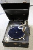 A CASED PORTABLE DECCA RECORD PLAYER