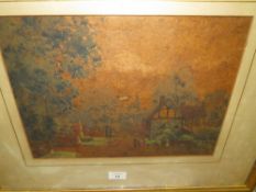 A GILT FRAMED AND GLAZED WATERCOLOUR ENTITLED BRIDGE END SIGNED LOWER LEFT BY WALTER ROSSITER ( 1871