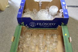 TWO TRAYS OF ASSORTED CUT GLASS TO INCLUDE ETCHED EXAMPLES