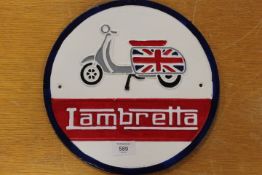 ***A CIRCULAR LAMBRETTA WALL PLAQUE**
