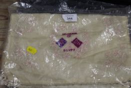 A WWI EGYPTIAN SOUVENIR SILK POUCH / BAG