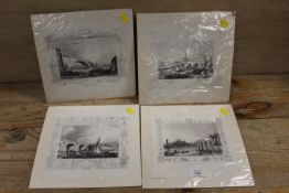 FOUR SMALL VINTAGE ENGRAVINGS OF LONDON BRIDGES TO INCLUDE WATERLOO BRIDGE