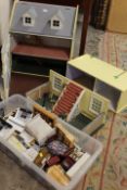 A DOLLS HOUSE TOGETHER WITH A TRAY OF ACCESSORIES