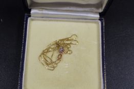 A HALLMARKED 10ct GOLD DIAMOND CLUSTER PENDANT NECKLACE