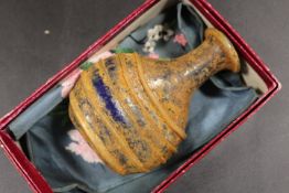 A SMALL CERAMIC BLUE BOTTLE / VASE - POSSIBLE ROMAN