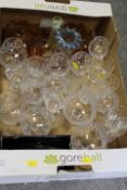 A TRAY OF ASSORTED CUT GLASS
