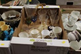 THREE TRAYS OF CERAMICS AND GLASS ETC TO INCLUDE DOGS OF FO, VINTAGE LEMONADE SET ETC