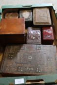 A TRAY OF ASSORTED BOXES TO INCLUDE A TUNBRIDGE STYLE EXAMPLE