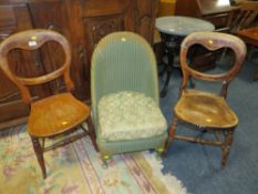 A LLOYD LOOM CHAIR AND TWO CROWN BACK CHAIR (3)