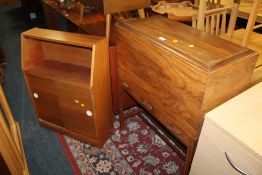 A VINTAGE HARDWOOD CABINET ON STAND W 76 CM TOGETHER WITH A SMALL BOOKCASE (2)