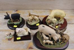 A SELECTION OF AYNSLEY AND OTHER PIG FIGURINES