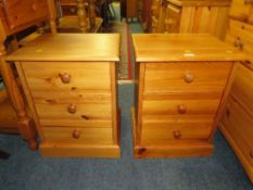 A PAIR OF MODERN HONEY PINE BEDSIDE CHESTS (2)