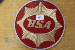 ***A BSA MOTORCYCLE PLAQUE IN RED**