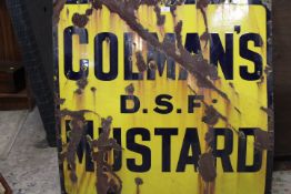 AN ORIGINAL EX LARGE ENAMELED COLMANS MUSTARD SIGN