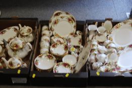 THREE TRAYS OF ROYAL ALBERT OLD COUNTRY ROSES TEA / DINNERWARE