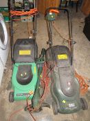 TWO ELECTRICAL MOWERS AND AN ELECTRIC STRIMMER