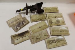 AN ANTIQUE VIEWER AND VIEWING CARDS