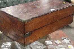 A BRASS BOUND VINTAGE WRITING SLOPE