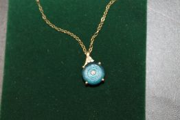 HALLMARKED 9CT GOLD, DIAMOND AND GEMSET PENDANT NECKLACE