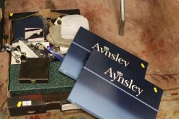 A TRAY OF CASED CUTLERY SETS ETC