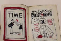 A SMALL COCKTAIL HOUR FOLDER CONTAINING HUMOROUS CLOTH PATCH SAMPLES