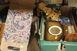 TWO TRAYS OF ASSORTED TREEN ETC TON INCLUDE A VINTAGE GUN STOCK