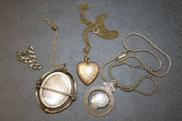 VICTORIAN LOCKET BROOCH, SILVER NECKLACE ETC