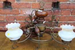 A MODERN WOOD / METAL LIGHT FITTING