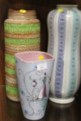 THREE DECORATIVE VASES TO INCLUDE A WEST GERMAN TYPE EXAMPLE