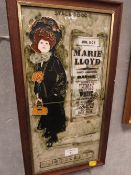 A FRAMED TWIN TILE OF EDWARDIAN CHORUS GIRL