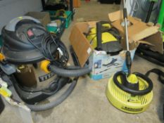 A KARCHER 520M PRESSURE WASHER WITH EXTRA PATIO LANCE AND A TITAN TTB430 VACUUM CLEANER