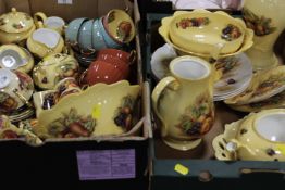 TWO TRAYS OF AYNSLEY ORCHARD GOLD , TO INCLUDE VASES, FRUIT BOWLS ETC