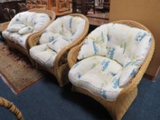 WICKER THREE PIECE CONSERVATORY SET