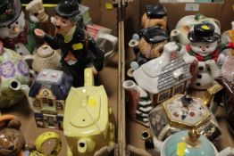 TWO TRAYS OF ASSORTED NOVELTY TEA POTS