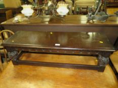 A SMALL OAK TABLE /STOOL L-99CM