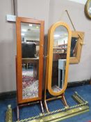 TWO MODERN CHEVAL MIRRORS OPENING TO JEWELLERY CABINETS (2)