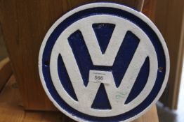 ***A BLUE AND WHITE VW PLAQUE**