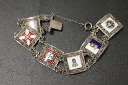 ANTIQUE FILIGREE SILVER AND ENAMEL BRACELET