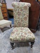 AN ANTIQUE MAHOGANY FRAMED PRAYER CHAIR