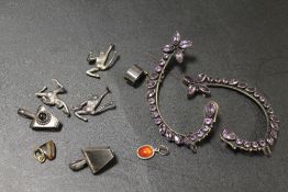 BAG OF ASSORTED SILVER JEWELLERY AND COINS ETC