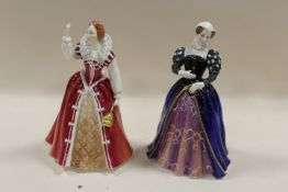TWO ROYAL DOULTON QUEENS OF THE REALM FIGURINES - QUEEN ELIZABETH I HN3099 AND MARY QUEEN OF SCOTS