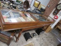 A VINTAGE GLAZED DISPLAY CABINET W-300 CM