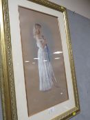 A GILT FRAMED AND GLAZED PRINT OF A LADY ENTITLED SUZETTE