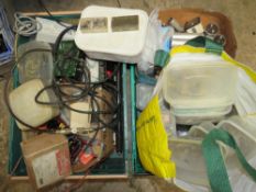 TWO TRAYS CONTAINING VARIOUS ELECTRICAL COMPONENTS, RESISTORS, CAPACITORS, FUSES, ASSEMBLIES ETC