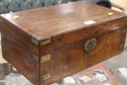 A VINTAGE BRASS BOUND WRITING SLOPE